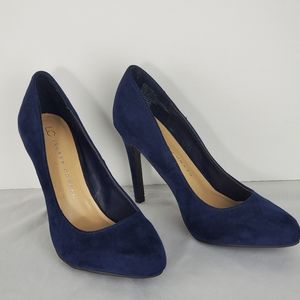 LC Lauren Conrad Navy Faux Suede Pumps Womens Shoes 6M